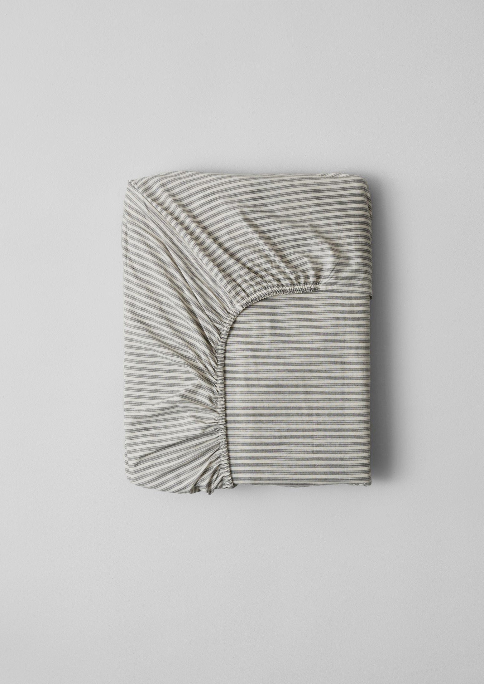 Ticking Stripe Cotton Fitted Sheet | Ecru/Graphite
