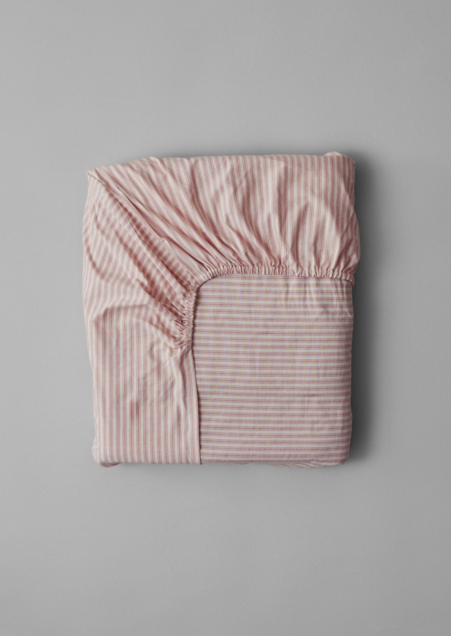 Organic Cotton Ticking Stripe Fitted Sheet | Ecru/Rose