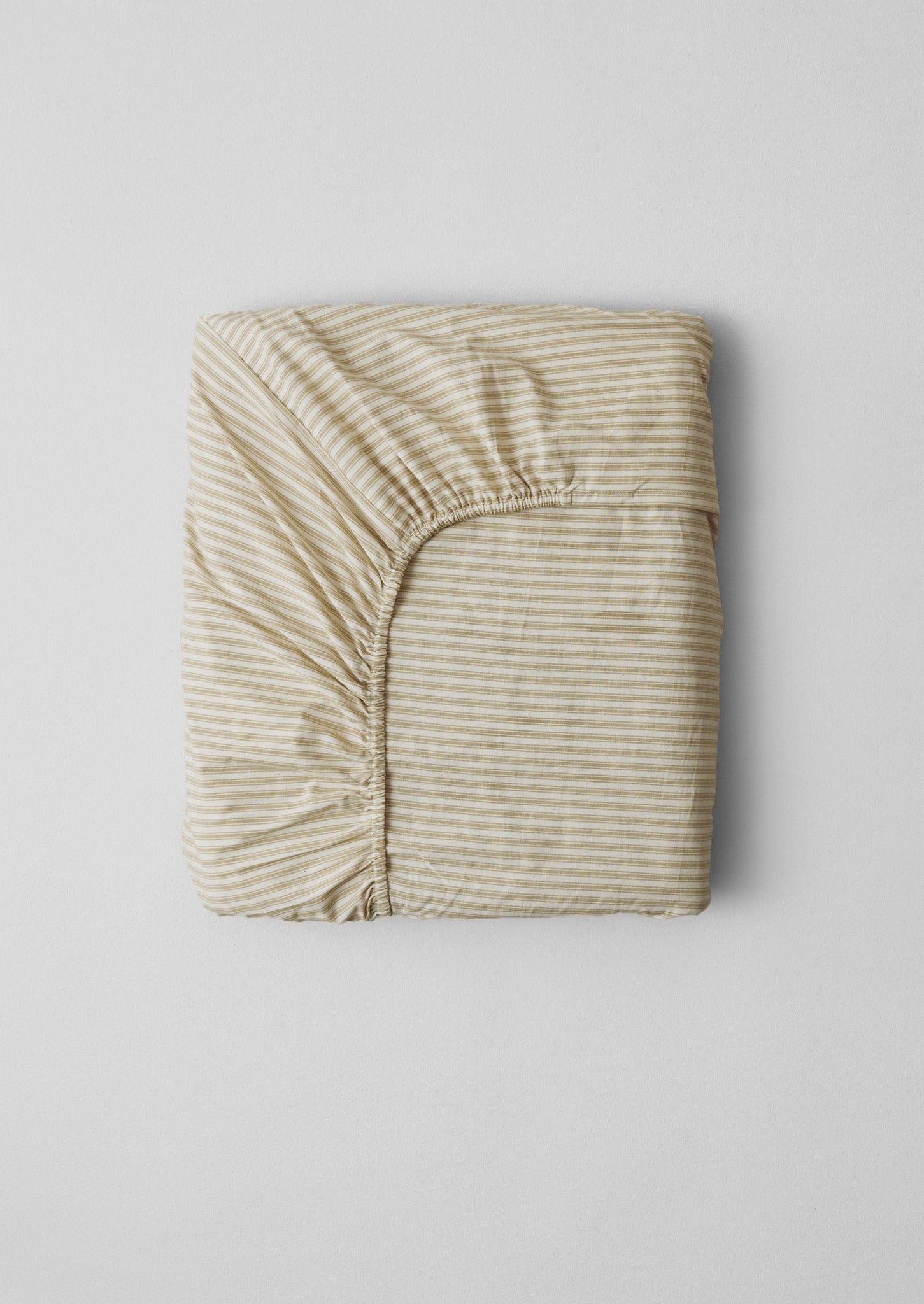 Organic Cotton Ticking Stripe Fitted Sheet | Ecru/Straw