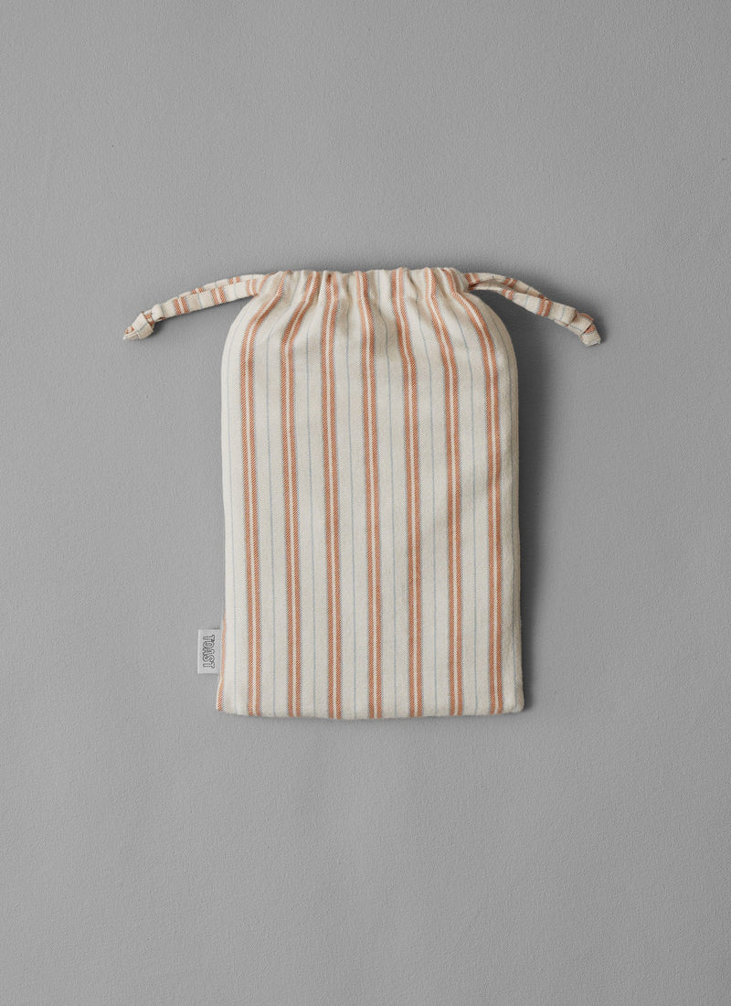 Ines Stripe Cotton Flannel Oxford Pillowcase Set | Apricot/Soft Blue
