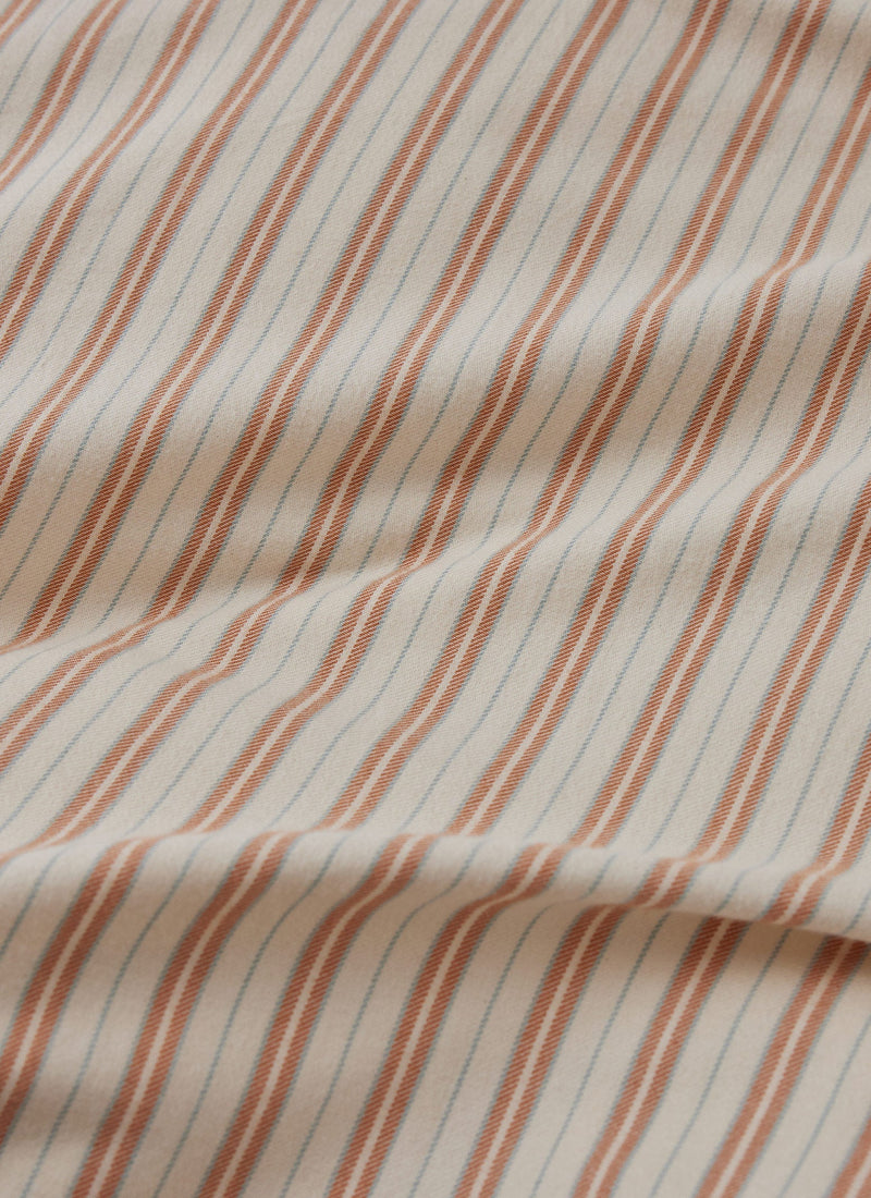 Ines Stripe Cotton Flannel Duvet Cover | Apricot/Soft Blue