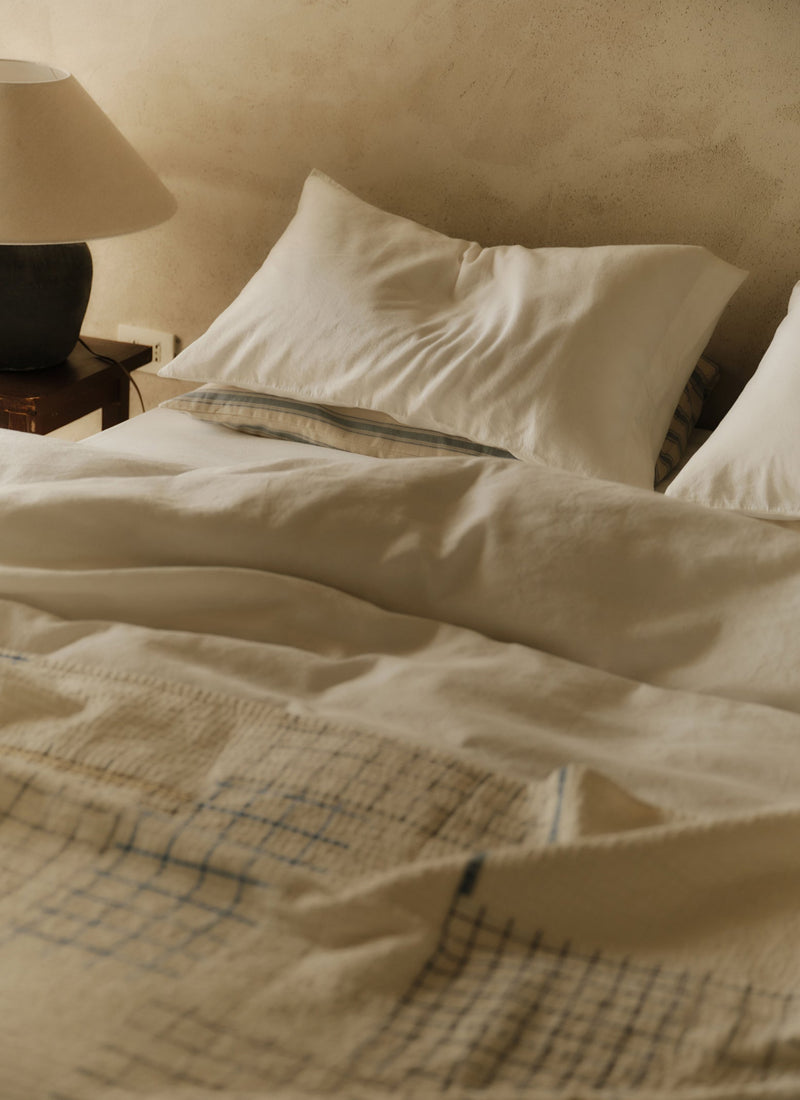 Washed Linen Cotton Housewife Pillowcase Set | Ecru