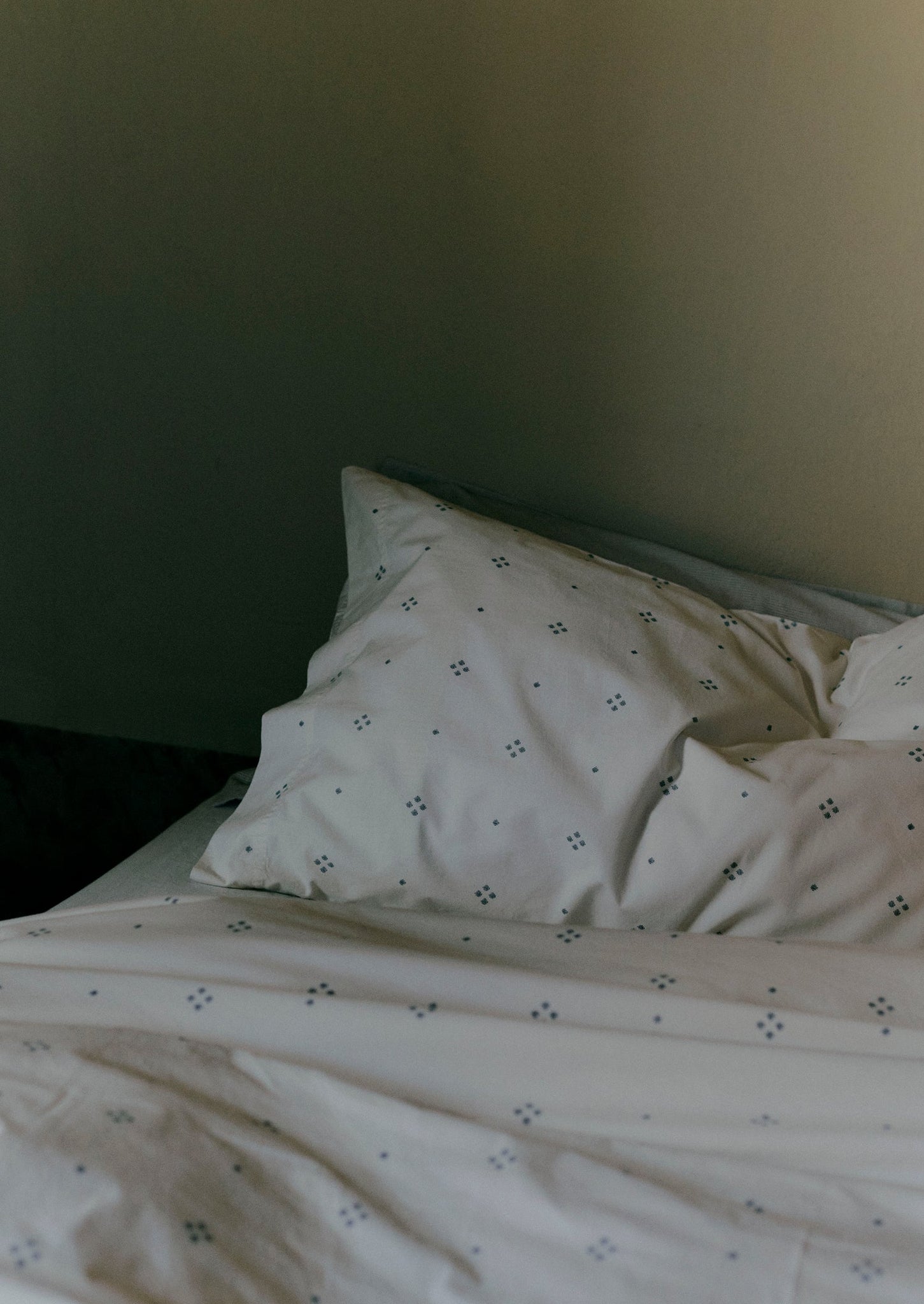 Rowan Print Housewife Pillowcase Set | Ecru/Soft Blue