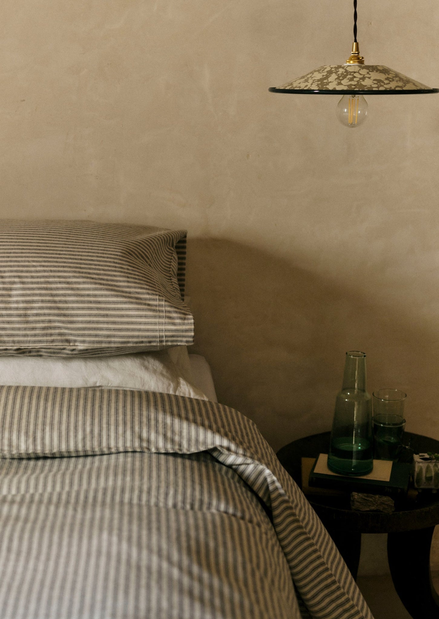 Organic Cotton Ticking Stripe Duvet Cover | Ecru/Graphite