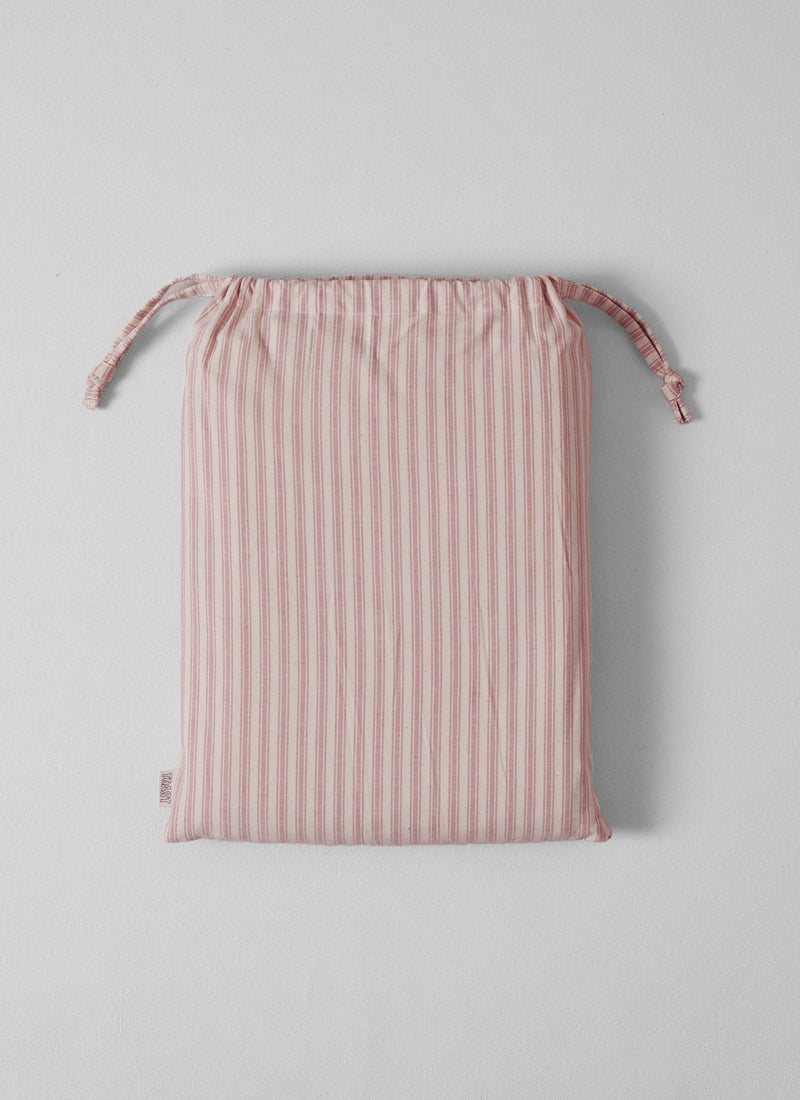 Ticking Stripe Cotton Duvet Cover | Ecru/Rose