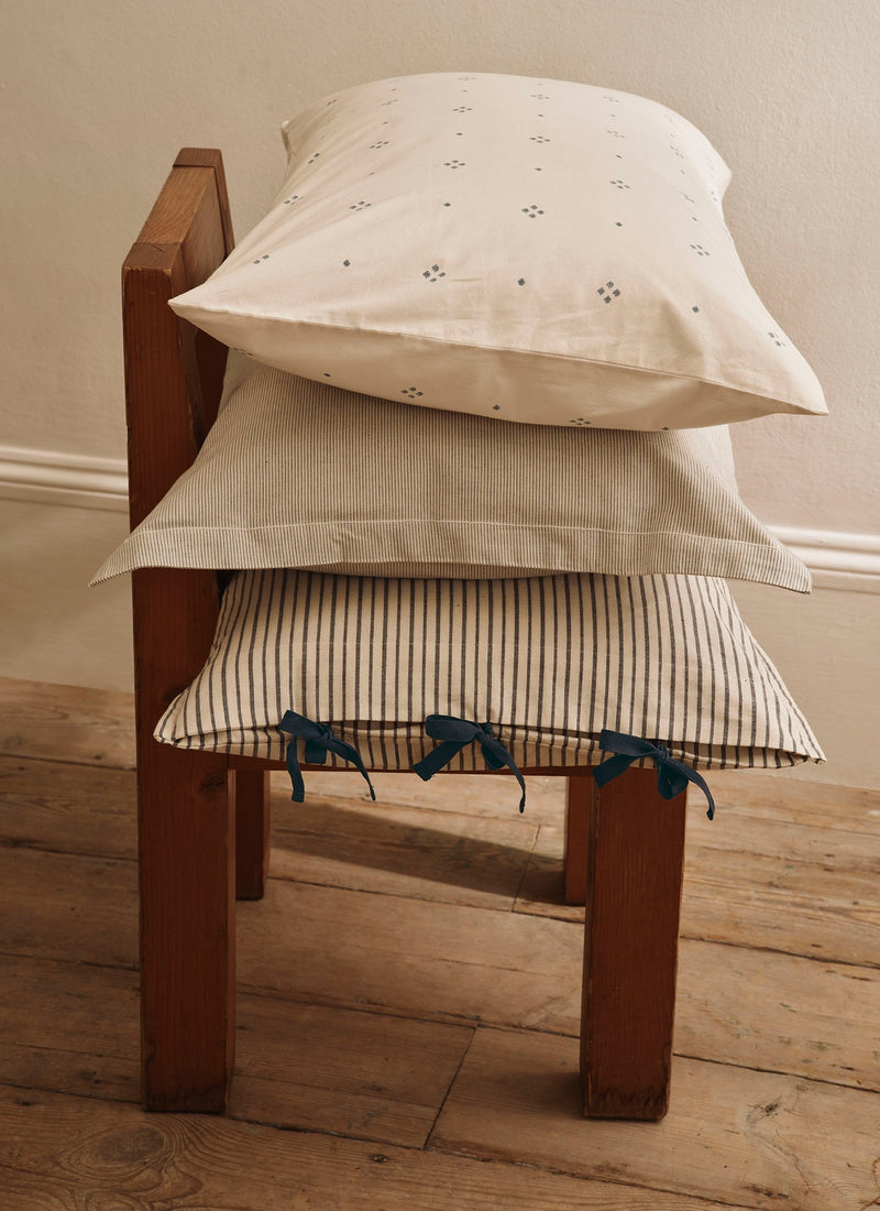 Pyjama Stripe Cotton Duvet Cover | Navy/Ecru