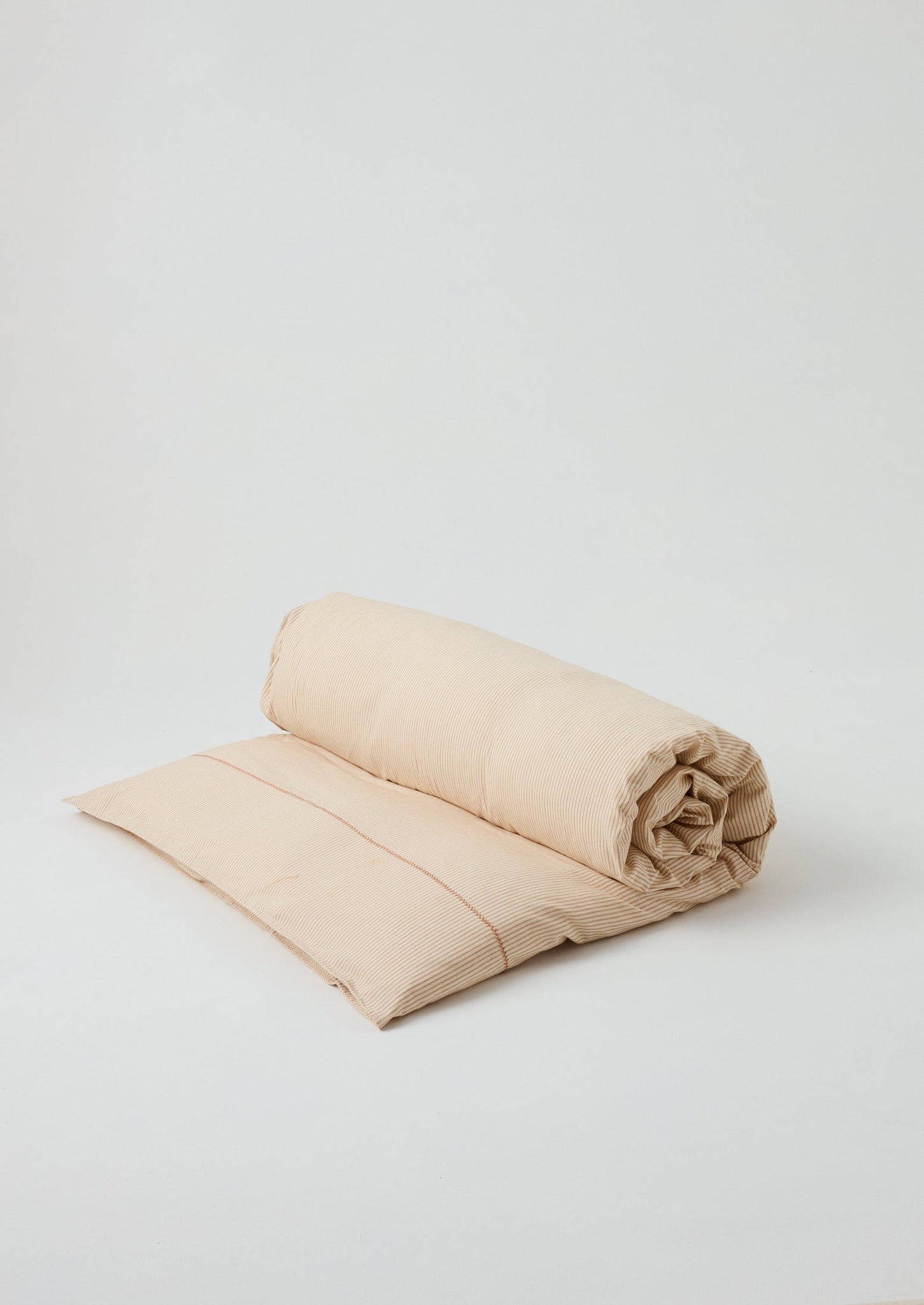 Soft Stripe Cotton Embroidered Duvet Cover | Clay/Ecru