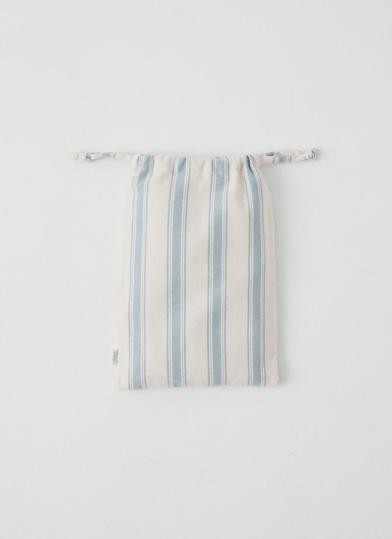 Fjord Stripe Cotton Flannel Oxford Pillowcase Set | Washed Blue/Ecru