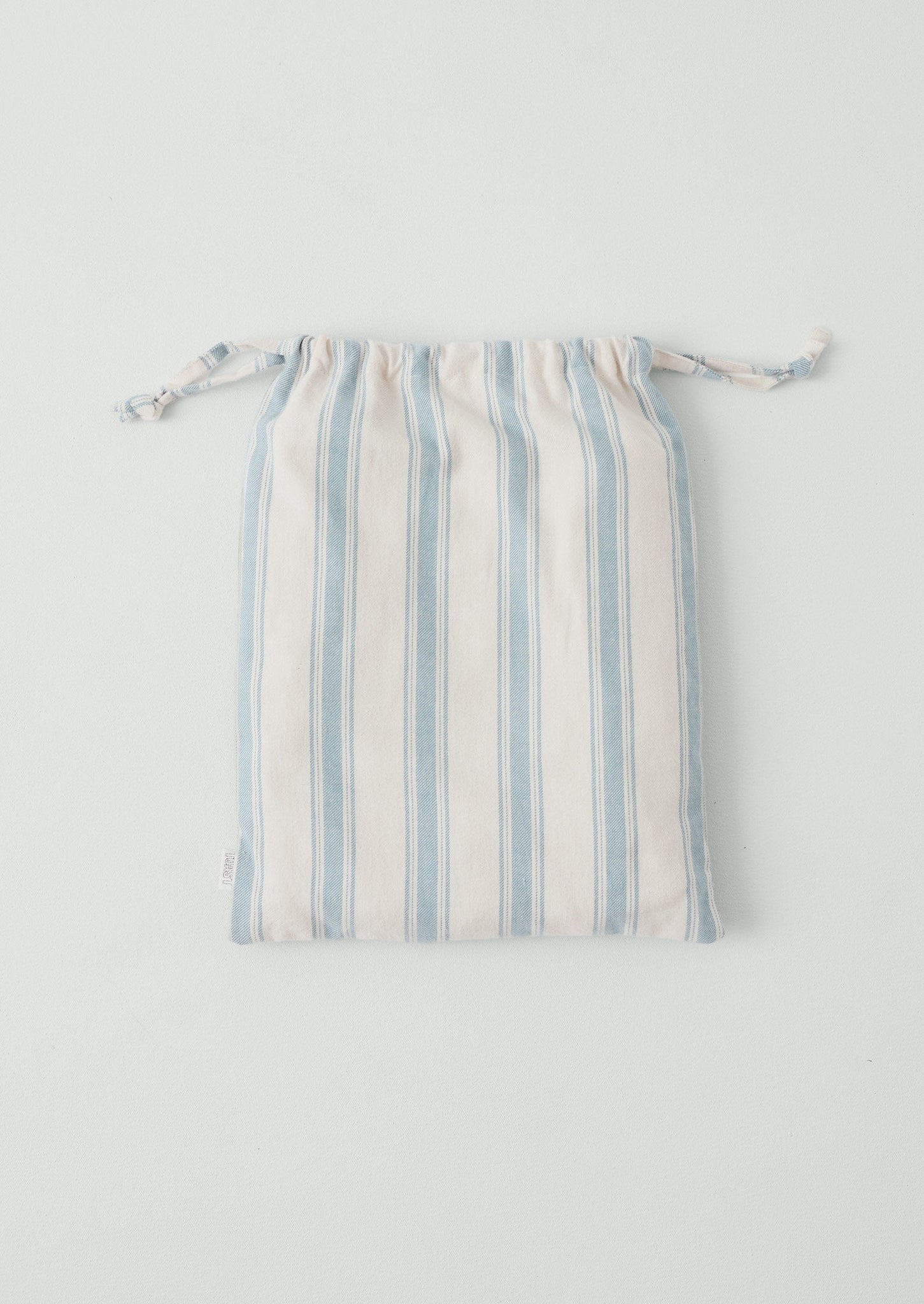 Fjord Flannel Stripe Cotton Fitted Sheet | Washed Blue/Ecru