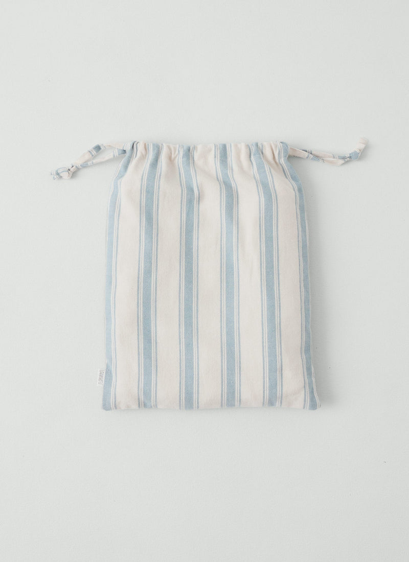 Fjord Stripe Cotton Flannel Fitted Sheet | Washed Blue/Ecru