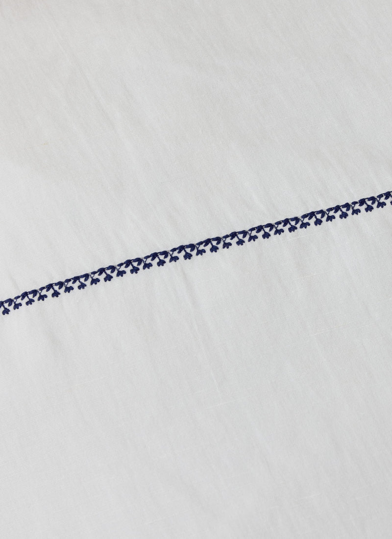 Bud Embroidered Duvet Cover | Ivory/Delft Blue