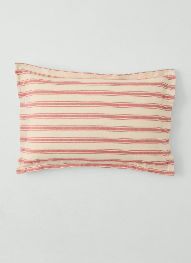 Fjord Flannel Stripe Oxford Pillowcase Set | Rosehip/Ecru