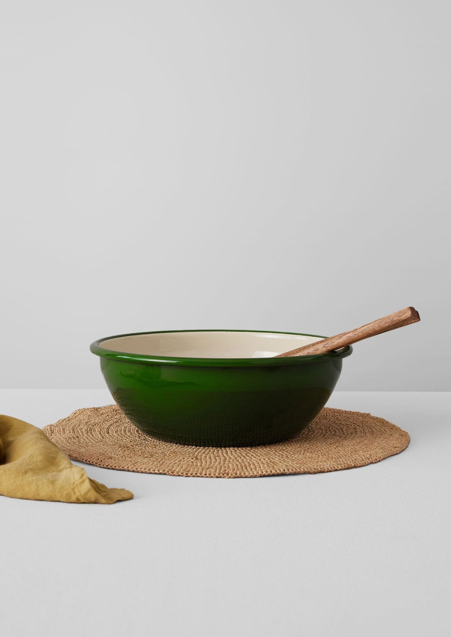 Enamel Salad Bowl | Cream/Leaf