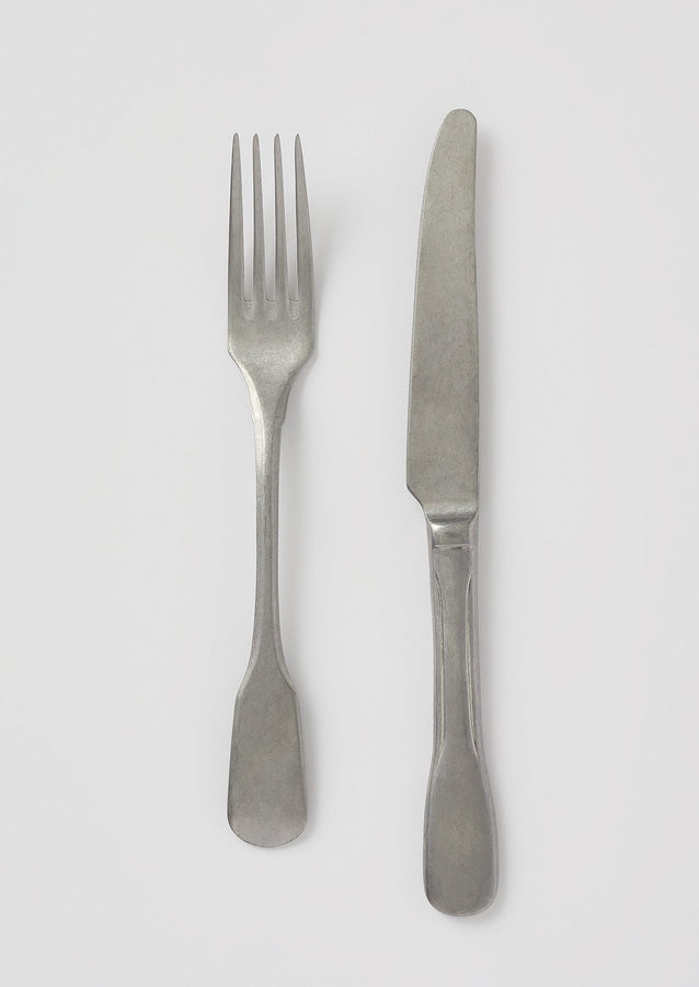 Stonewashed Small Knife and Fork Set | Silver