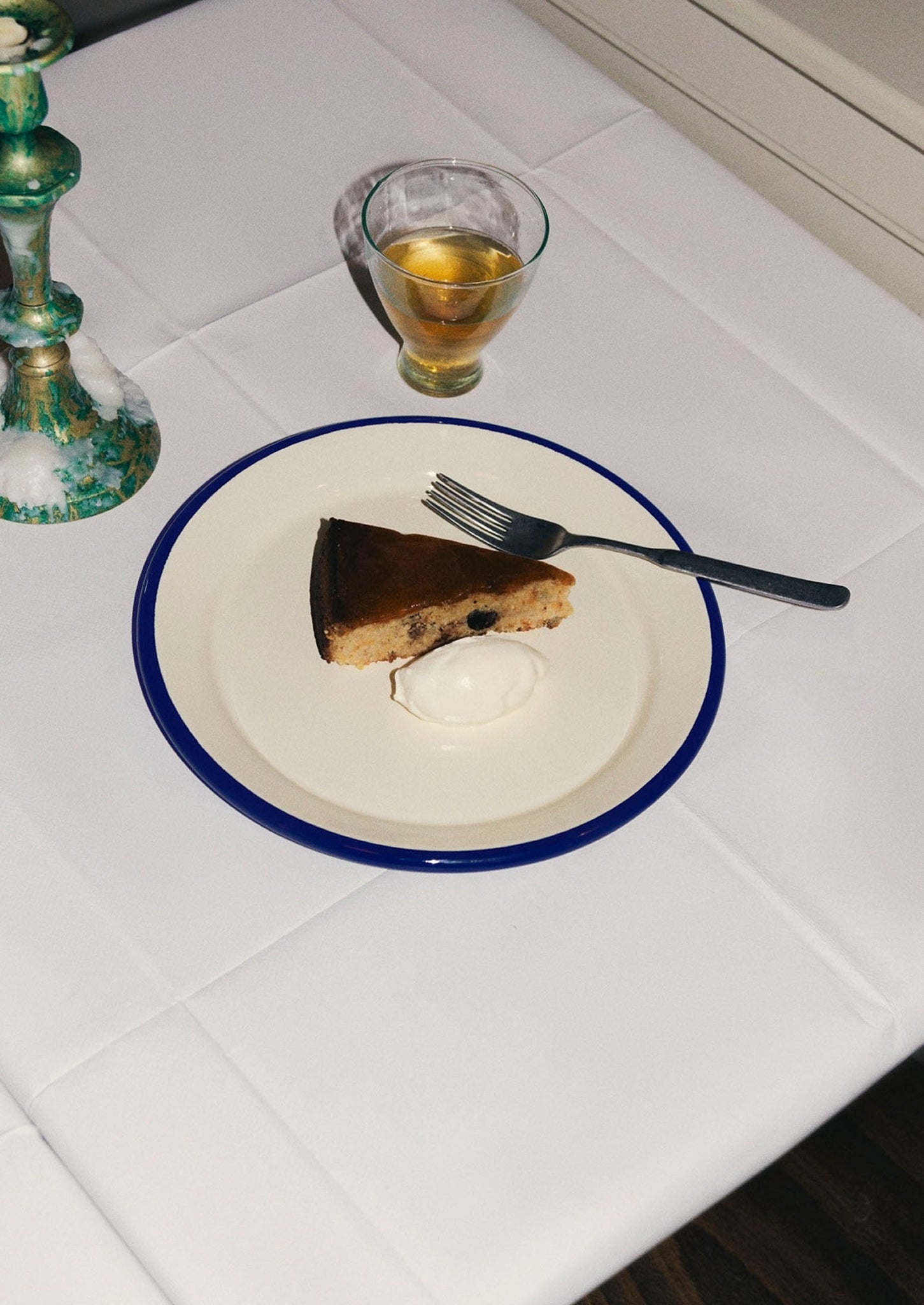 Enamel Dinner Plate | Cream/Blue