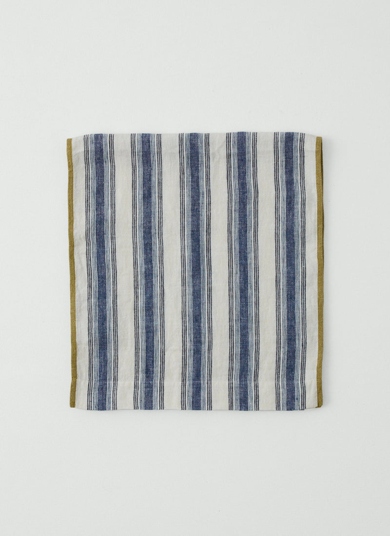 Chef Stripe Linen Table Runner | Ecru/Multi Blue
