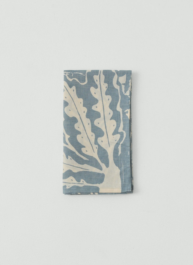 Woodland Print Linen Cotton Napkin | Breeze Blue/Ecru