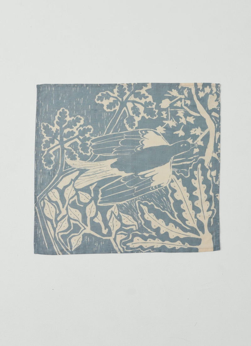 Woodland Print Linen Cotton Napkin | Breeze Blue/Ecru