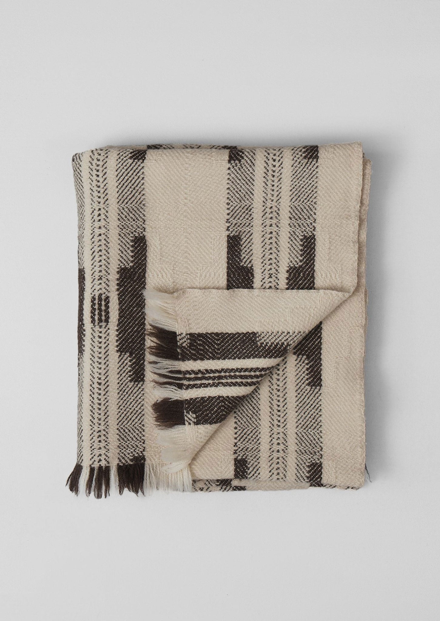 Bulgarian Wool Blanket | Ecru/Brown