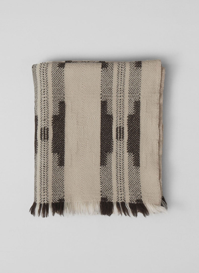 Bulgarian Wool Blanket | Ecru/Brown