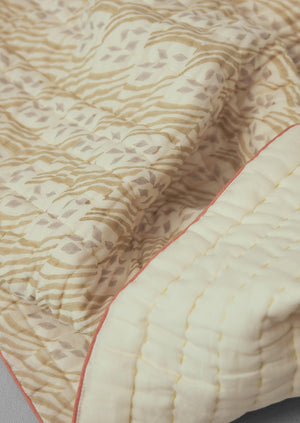 Harvest Block Print Cotton Quilt | Sand/Hellebore