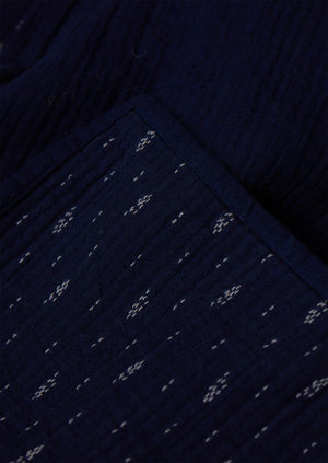 Dobby Stitch Cotton Throw | Indigo Blue