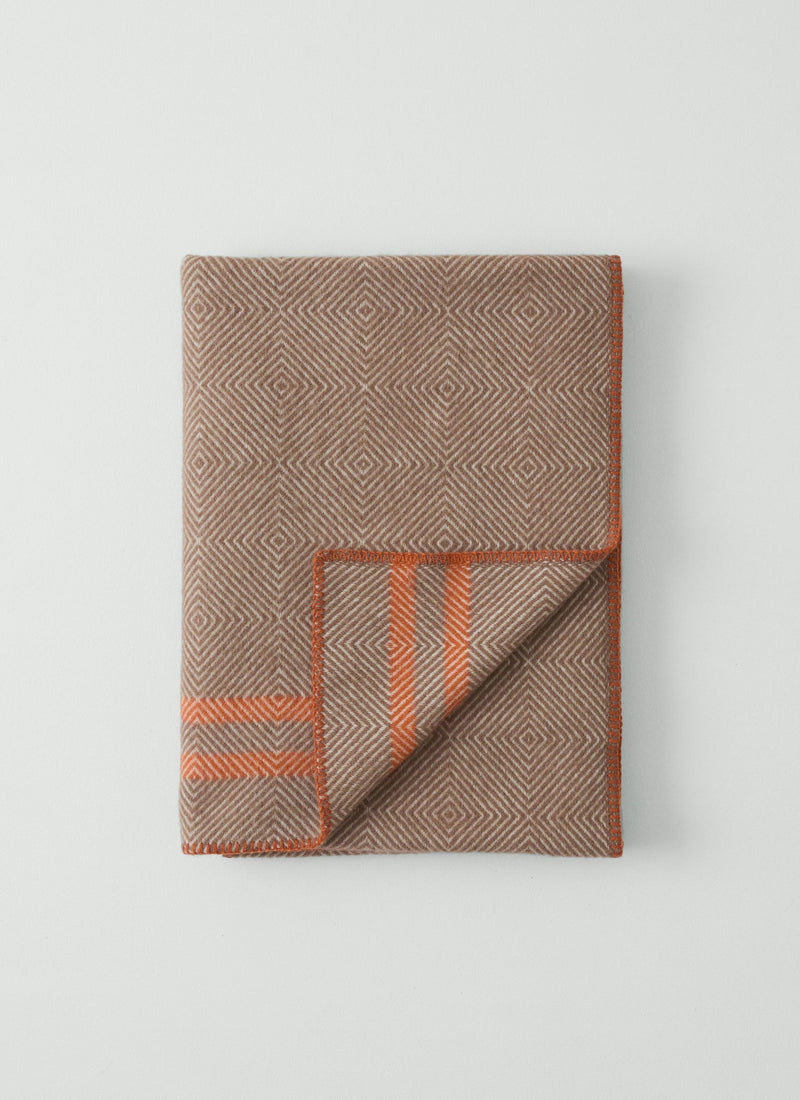 Diamond Stripe Wool Blanket | Dusty Lilac/Coral