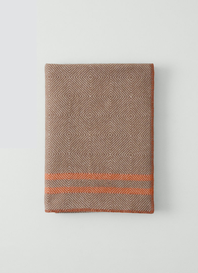 Diamond Stripe Wool Blanket | Dusty Lilac/Coral