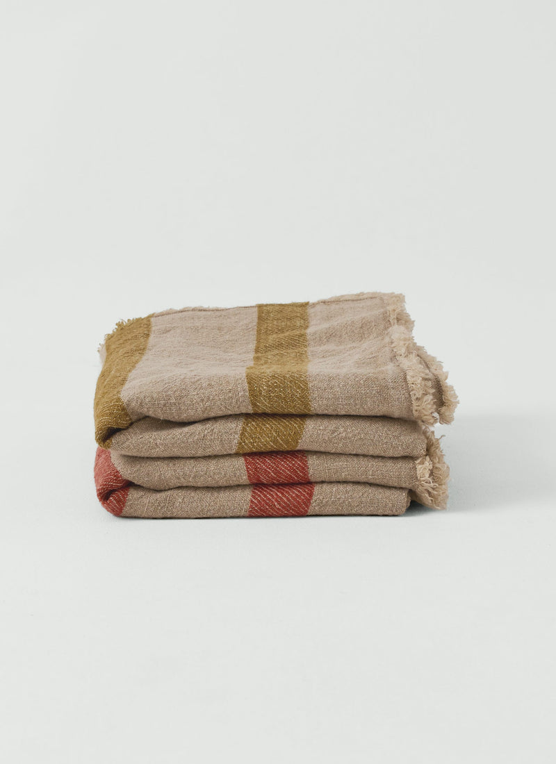 Stripe Linen Throw | Amber/Natural