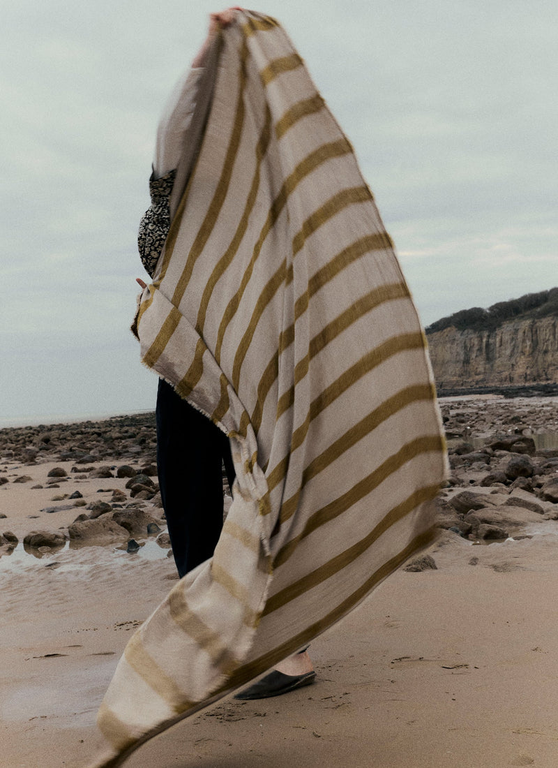 Stripe Linen Throw | Amber/Natural