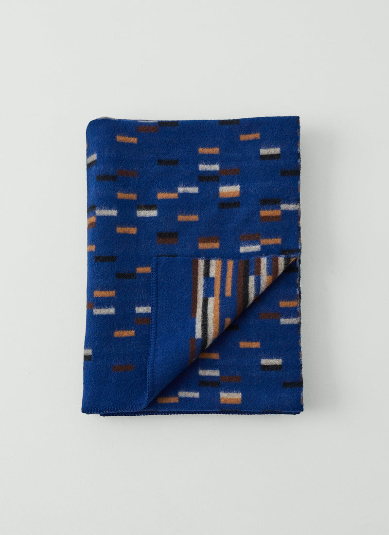 Dashed Wool Blanket | Blue/Cinnamon