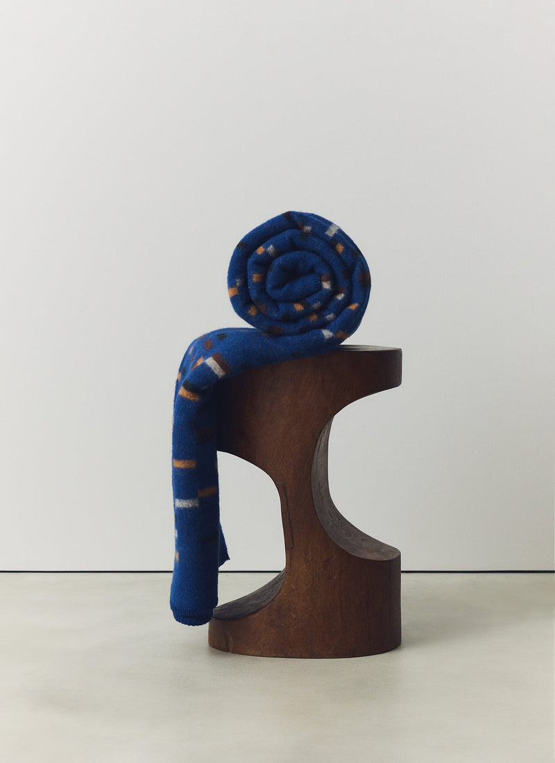 Dashed Wool Blanket | Blue/Cinnamon