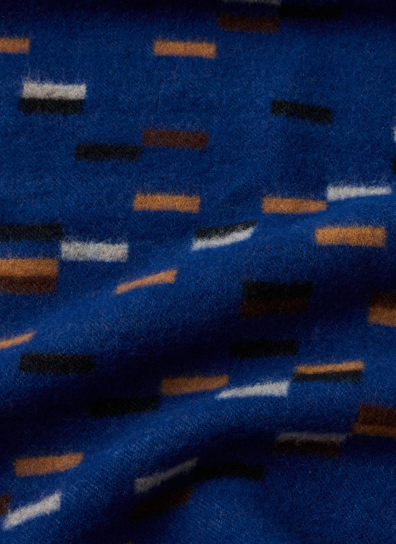 Dashed Wool Blanket | Blue/Cinnamon