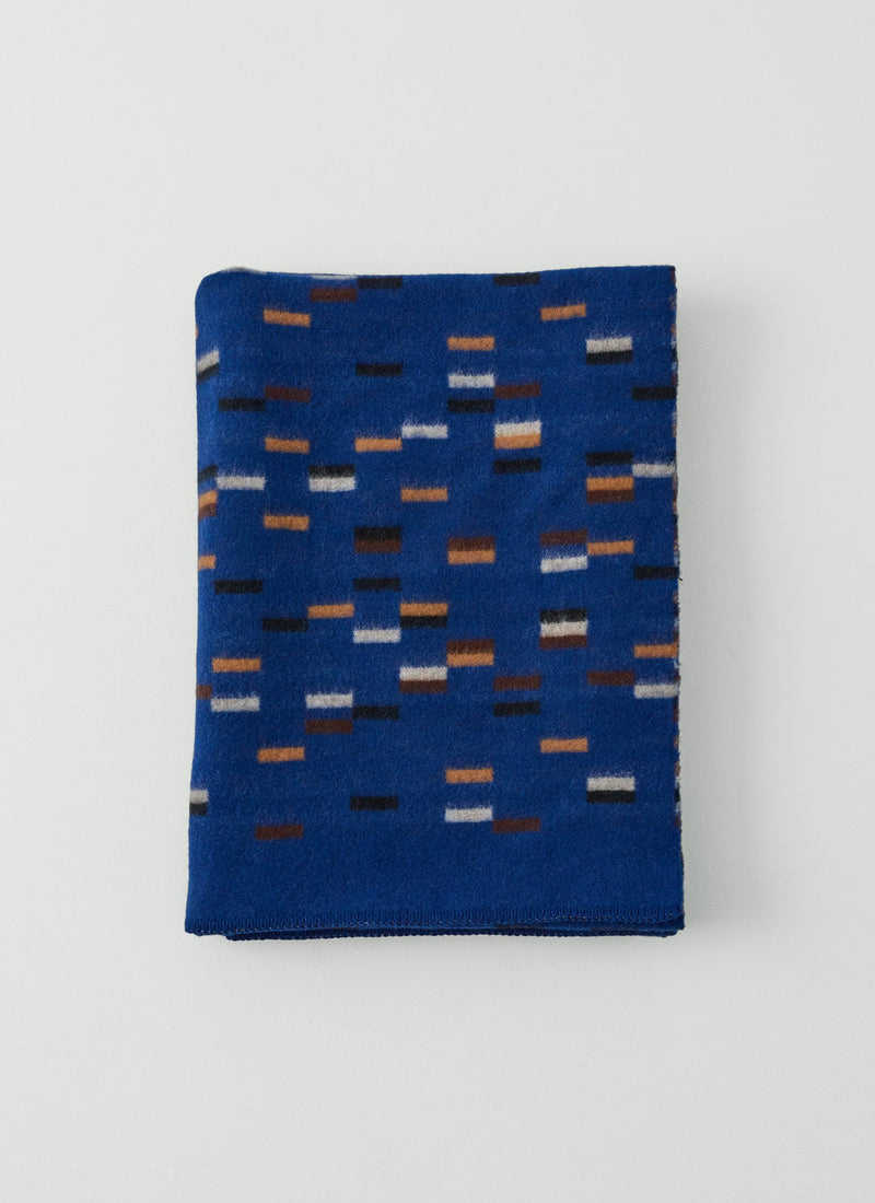 Dashed Wool Blanket | Blue/Cinnamon