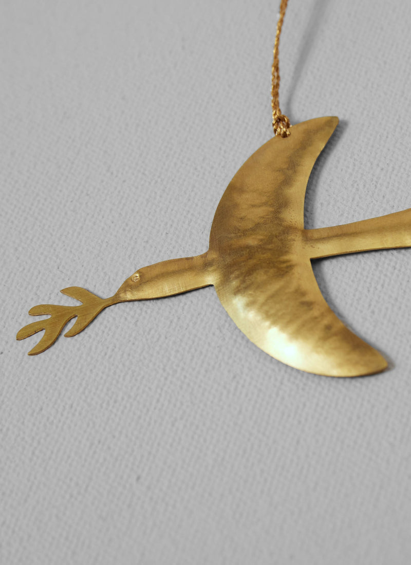 Hammered Metal Dove Decoration | Brass