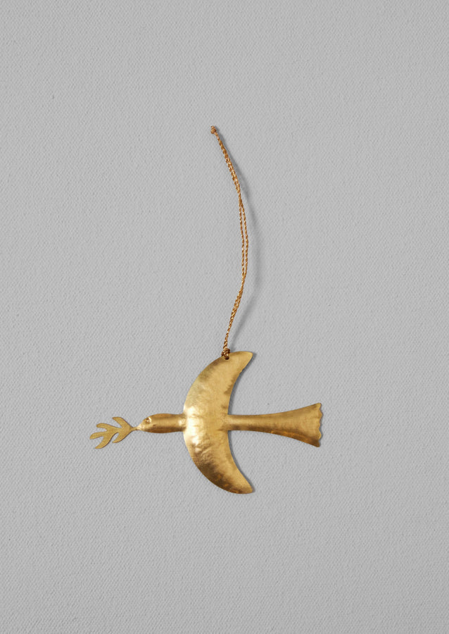 Hammered Metal Dove Decoration | Brass