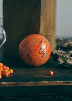 Hand Marbled Bauble | Coral