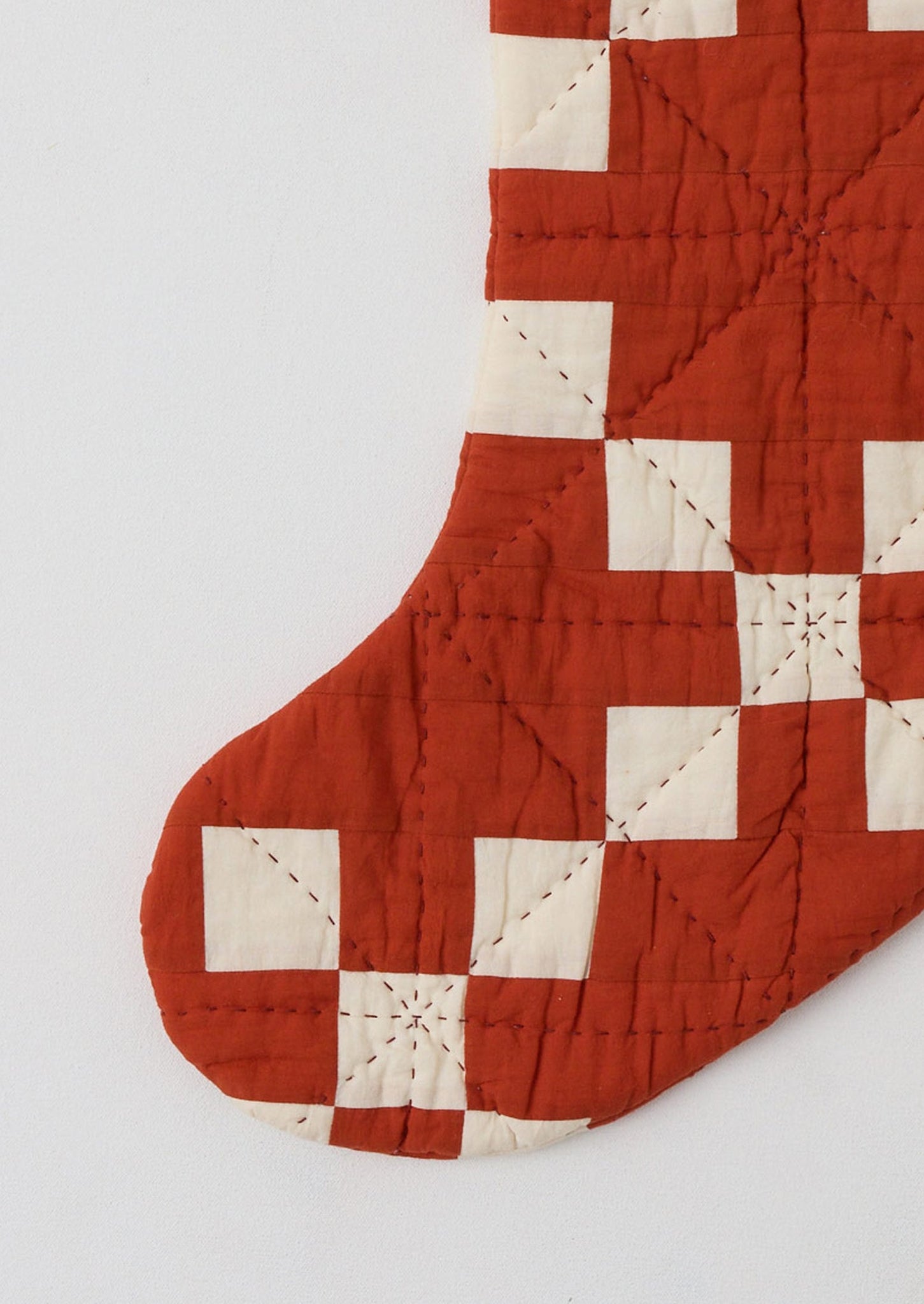 Patchwork Christmas Stocking | Burnt Orange/Ecru