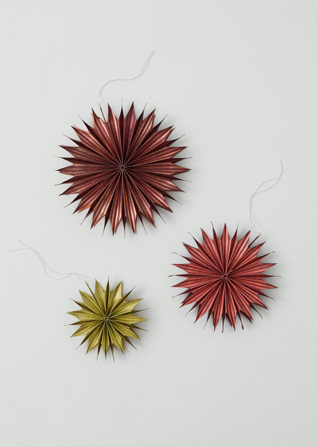 Striped Lokta Paper Star Set | Multi