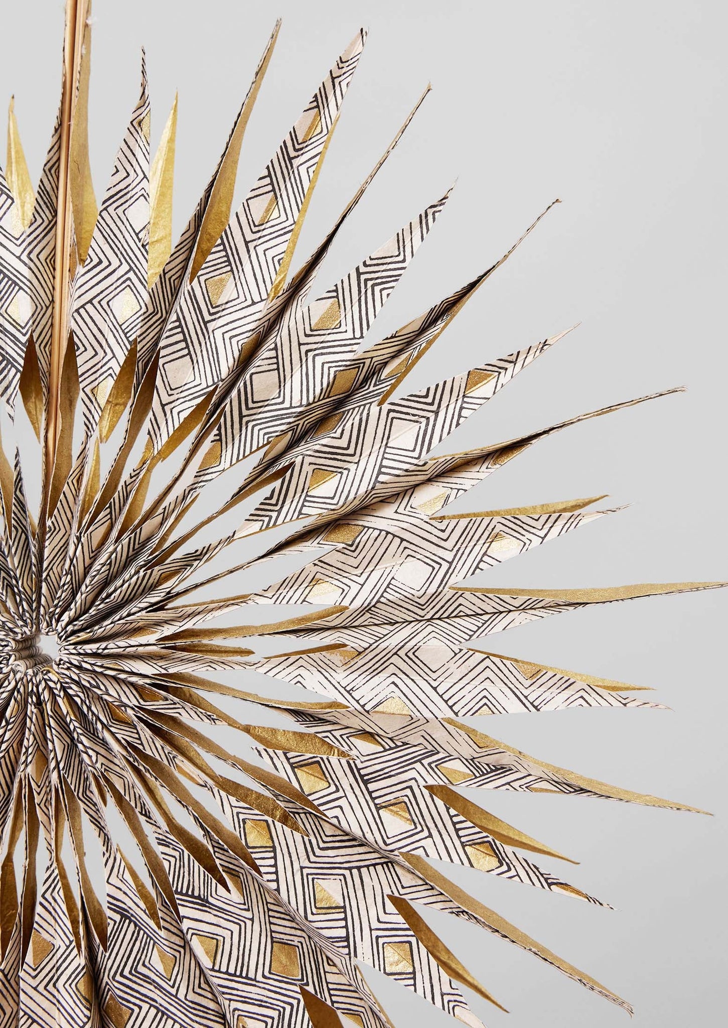 Large Hanging Lokta Paper Star | Ecru/Gold