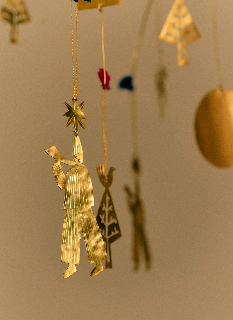 Hammered Metal Musician Decoration | Brass