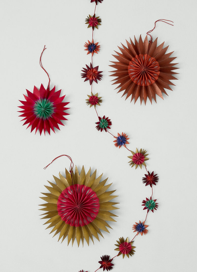 Dip Dyed Lokta Paper Star Set | Raspberry/Coral/Mint