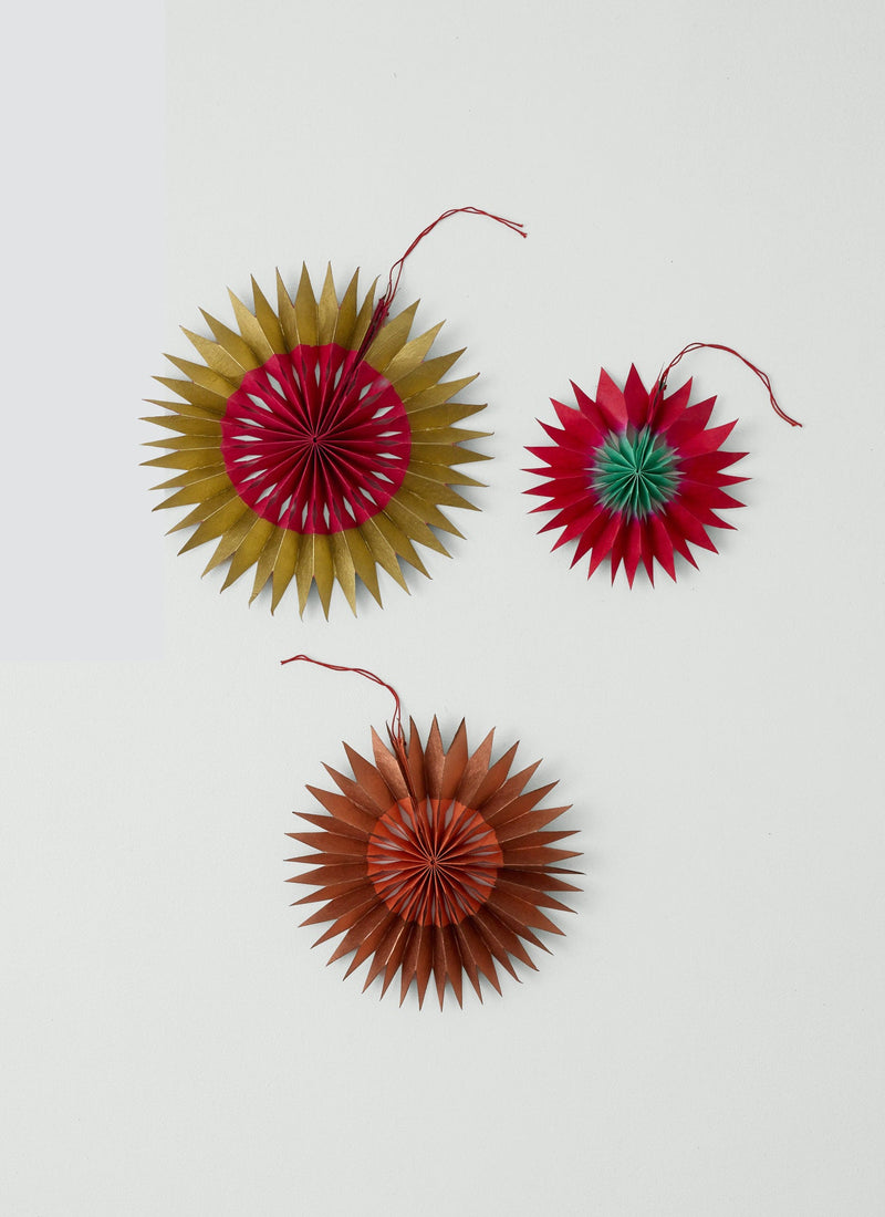 Dip Dyed Lokta Paper Star Set | Raspberry/Coral/Mint