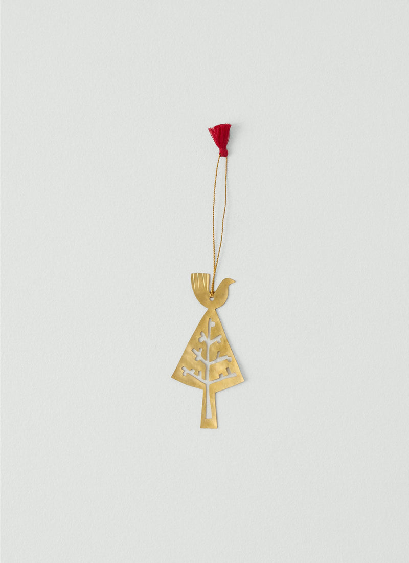 Hammered Metal Tree Decoration | Brass