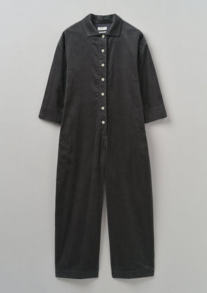 Wide Leg Organic Cord Jumpsuit | Charcoal