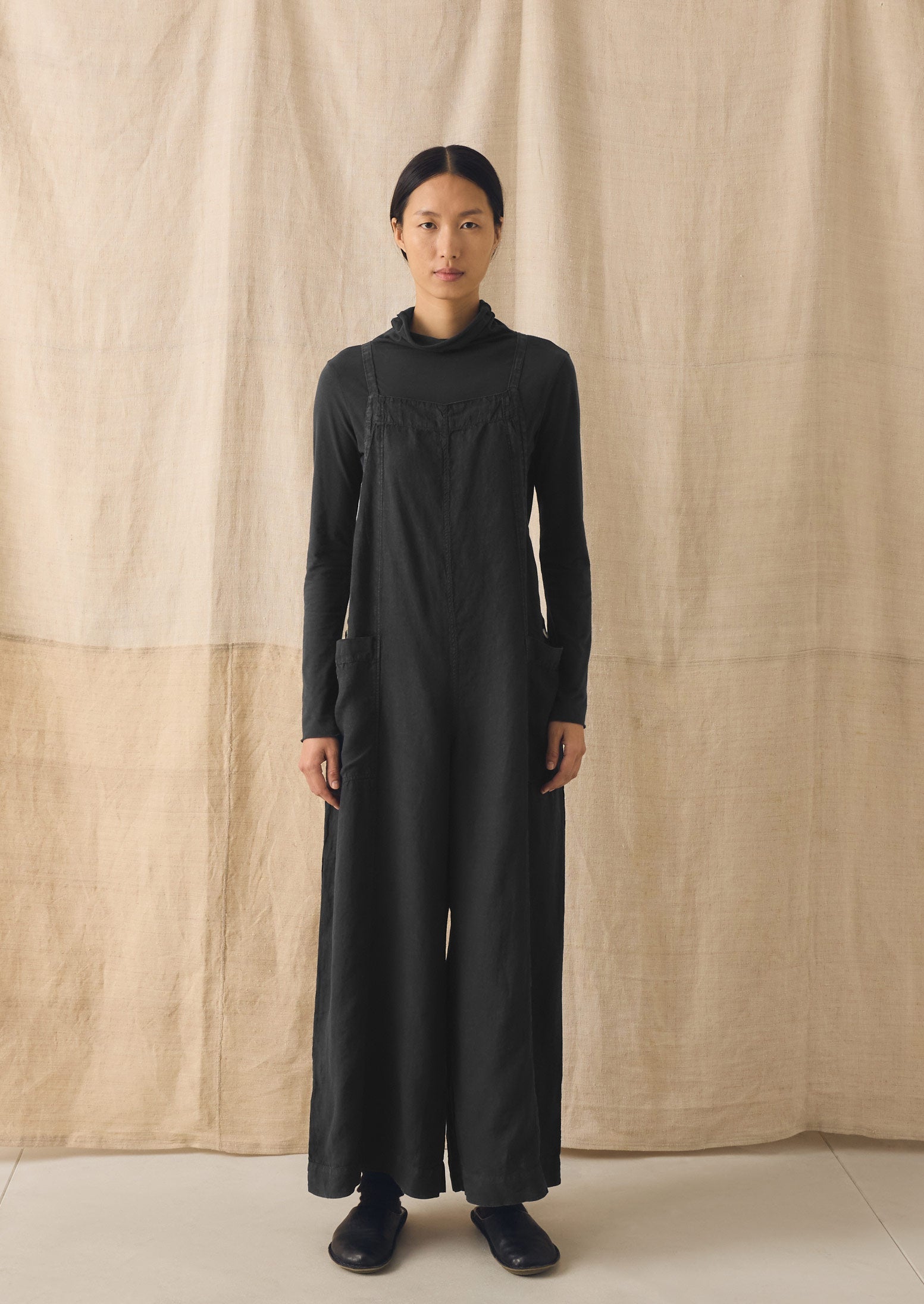 Garment Dyed Linen Pocket Jumpsuit | Black Pepper | TOAST
