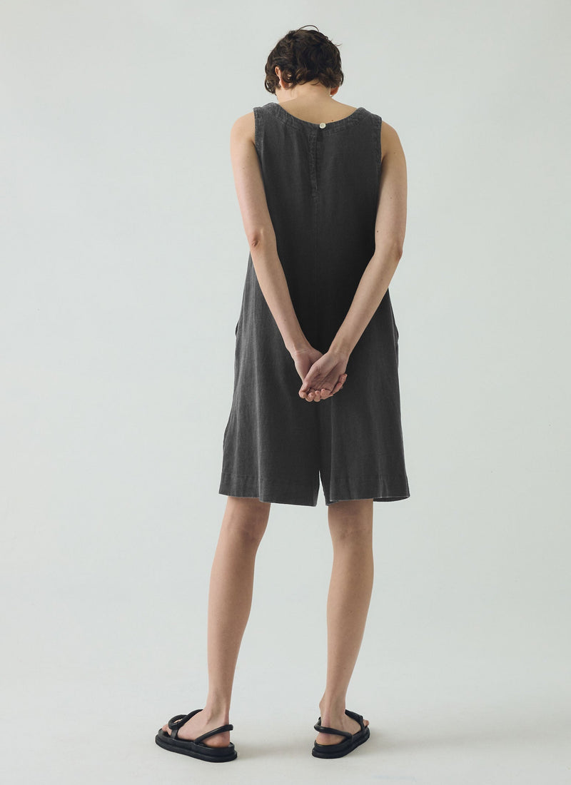 Cotton Jersey Short Jumpsuit | Washed Black