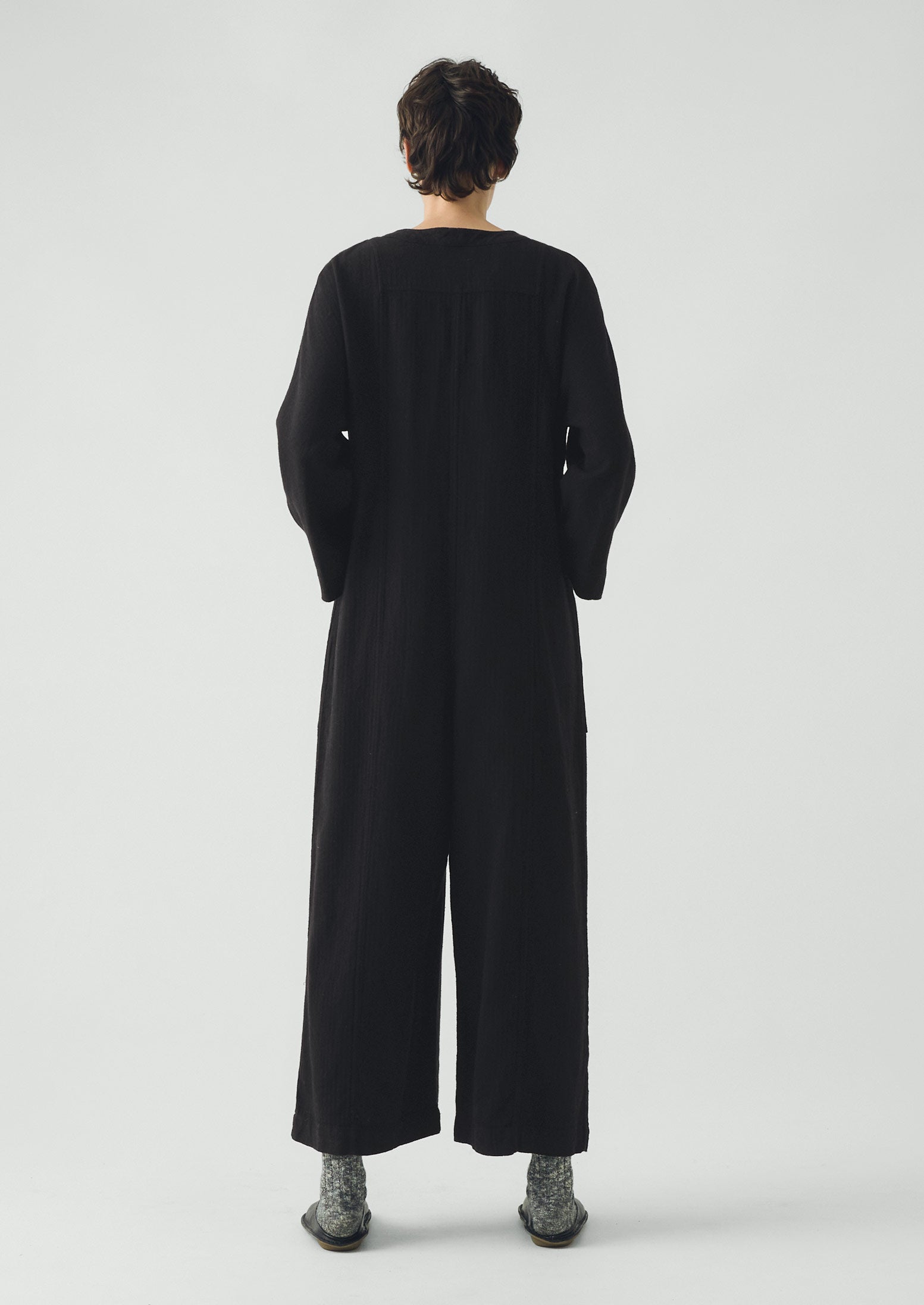 Brushed Linen Cotton Herringbone Jumpsuit | Slate | TOAST