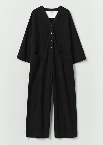 Brushed Linen Cotton Herringbone Jumpsuit | Slate | TOAST