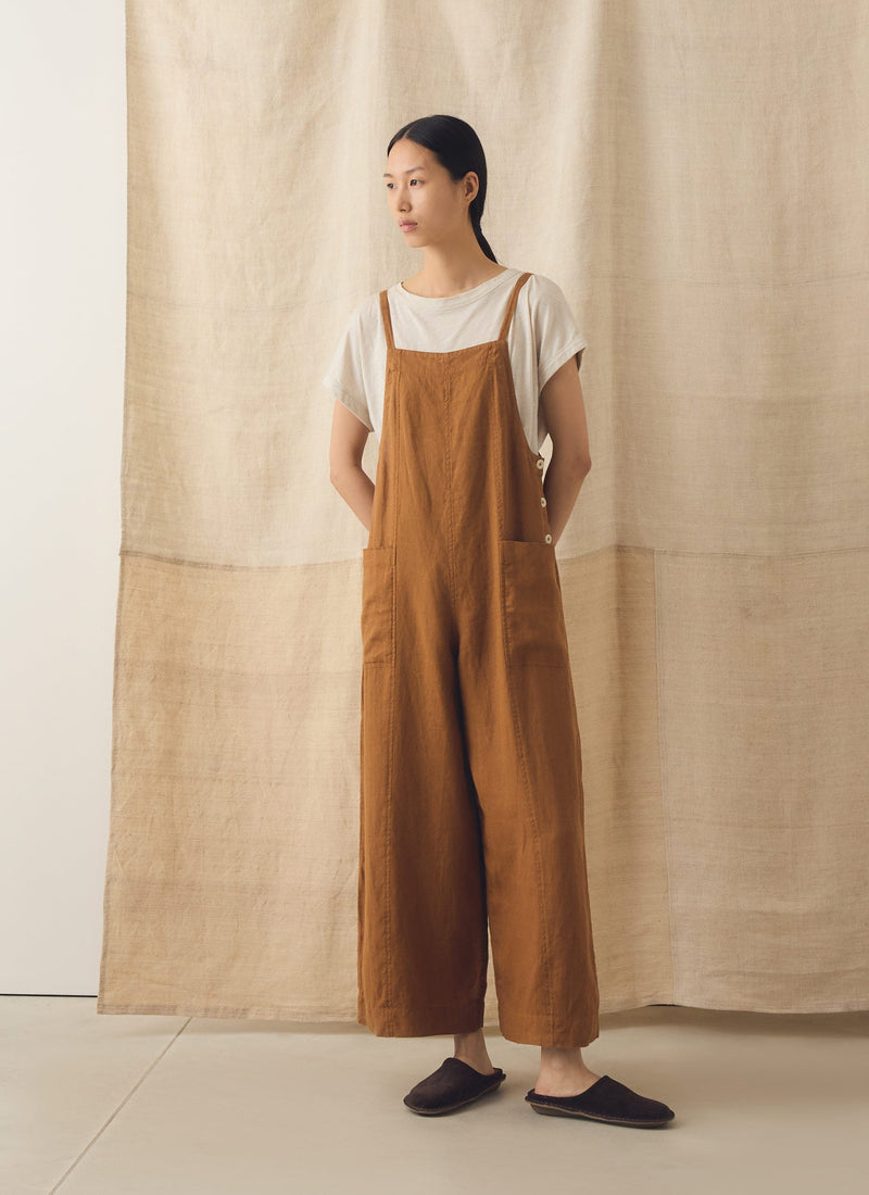 Garment Washed Linen Pocket Jumpsuit | Desert Sand